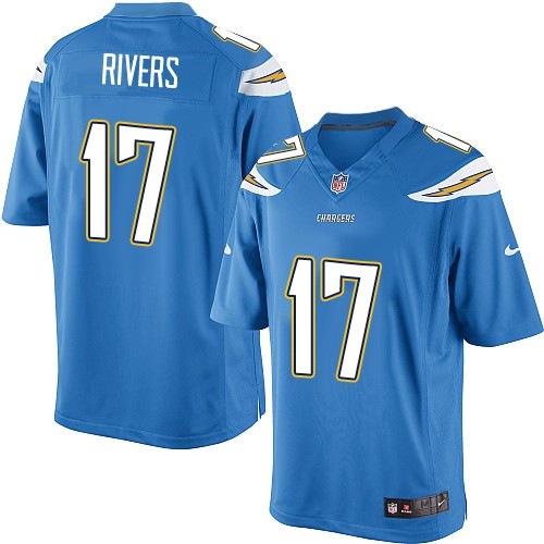 Men's Limited Philip Rivers Nike Jersey Electric Blue Alternate - #17 NFL Los Angeles Chargers